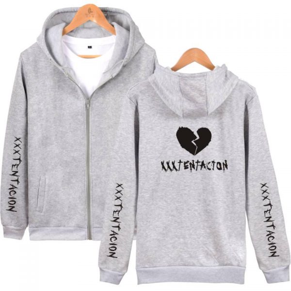 XXXTentacion Hoodies - Solid Color Popular Rapper XXXTentacion Heartbreak Icon Zip Up Hoodie