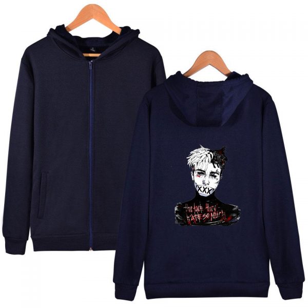 XXXTentacion Hoodies - Solid Color Popular Rapper XXXTentacion Icon Super Cool Zip Up Hoodie