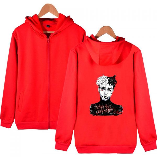 XXXTentacion Hoodies - Solid Color Popular Rapper XXXTentacion Icon Super Cool Zip Up Hoodie