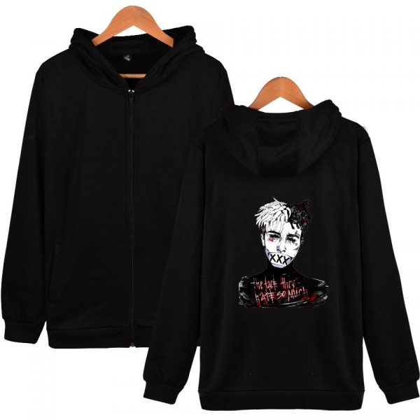 XXXTentacion Hoodies - Solid Color Popular Rapper XXXTentacion Icon Super Cool Zip Up Hoodie