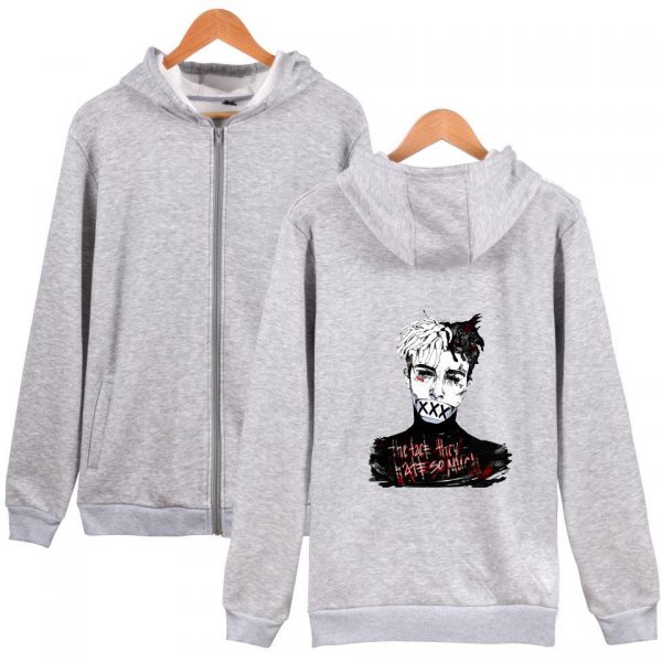 XXXTentacion Hoodies - Solid Color Popular Rapper XXXTentacion Icon Super Cool Zip Up Hoodie
