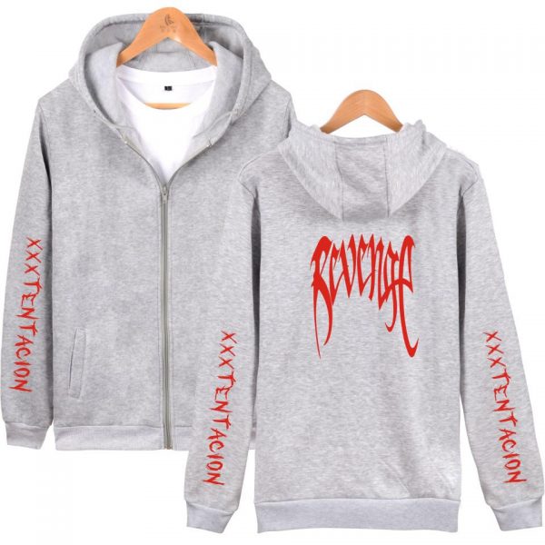 XXXTentacion Hoodies - Solid Color Popular Rapper XXXTentacion Revenge Icon Zip Up Hoodie