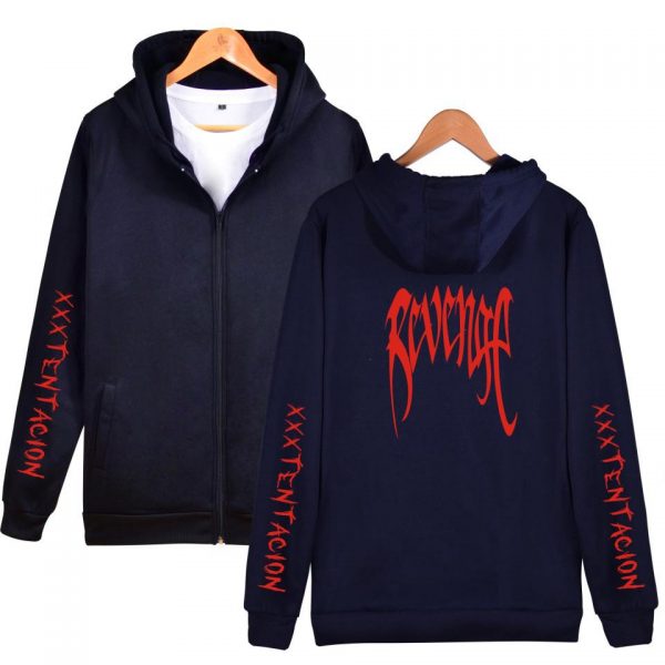 XXXTentacion Hoodies - Solid Color Popular Rapper XXXTentacion Revenge Icon Zip Up Hoodie