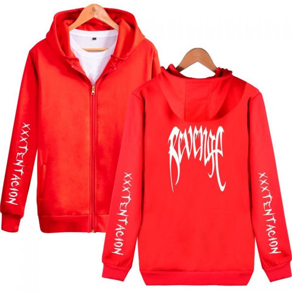 XXXTentacion Hoodies - Solid Color Popular Rapper XXXTentacion Revenge Icon Zip Up Hoodie