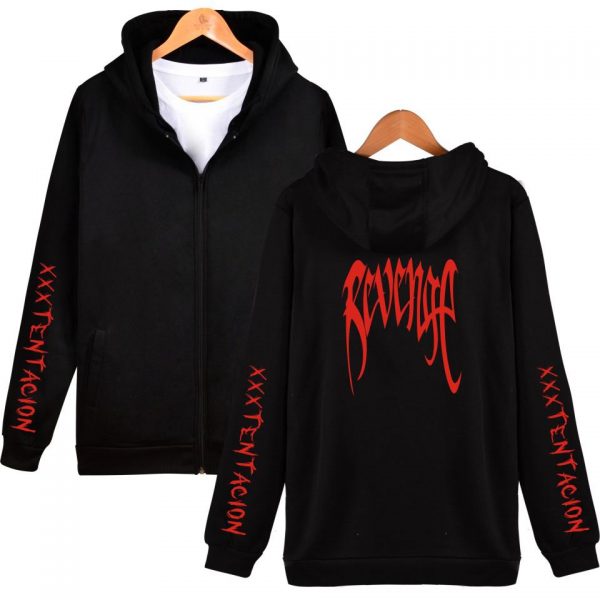 XXXTentacion Hoodies - Solid Color Popular Rapper XXXTentacion Revenge Icon Zip Up Hoodie