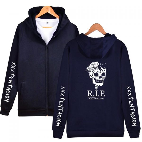 XXXTentacion Hoodies - Solid Color Popular Rapper XXXTentacion RIP Icon Zip Up Hoodie