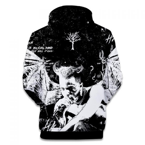XXXTentacion Hoodies - Solid Color Rapper XXXTentacion Icon Black and White Hoodie