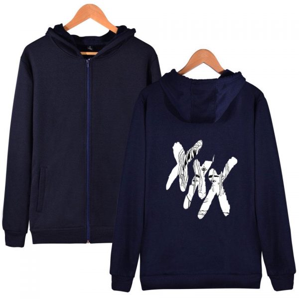 XXXTentacion Hoodies - Solid Color Rapper XXXTentacion Icon Zip Up Hoodie