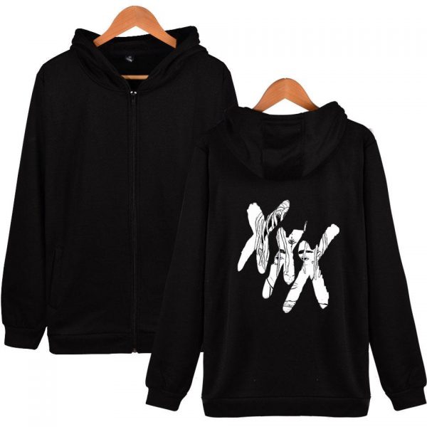 XXXTentacion Hoodies - Solid Color Rapper XXXTentacion Icon Zip Up Hoodie