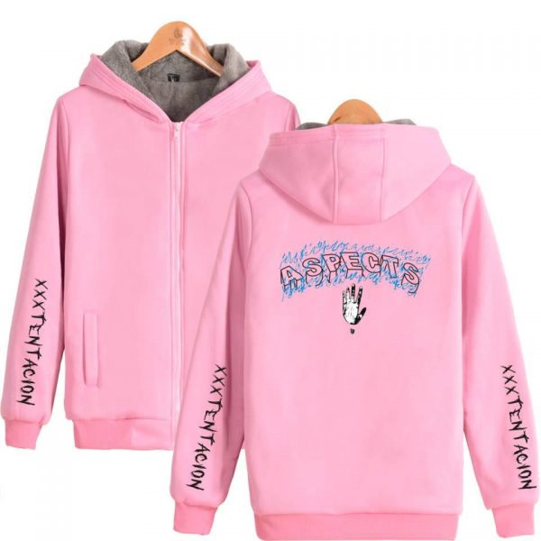 XXXTentacion Jackets - Solid Color Popular Rapper XXXTentacion ASPECTS Icon Fleece Jacket