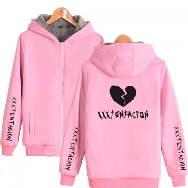 XXXTentacion Jackets - Solid Color Popular Rapper XXXTentacion Heartbreak Icon Fleece Jacket