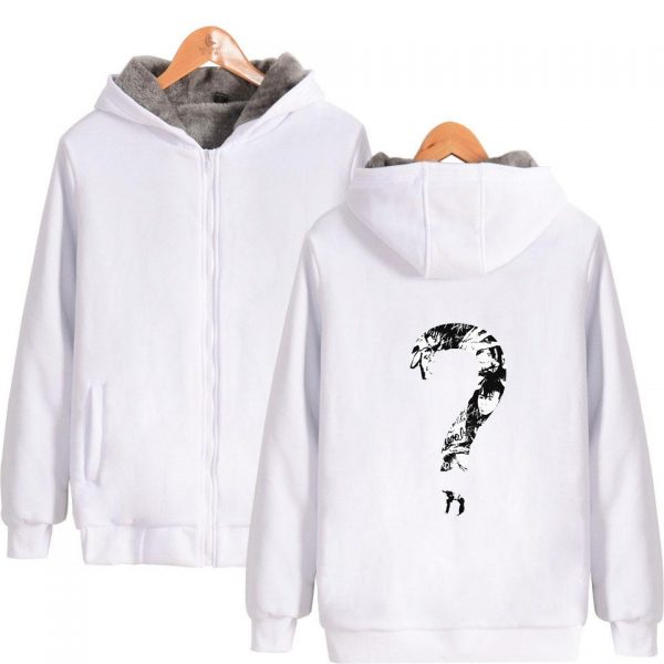 XXXTentacion Jackets - Solid Color Popular Rapper XXXTentacion Question Mark Icon Fleece Jacket