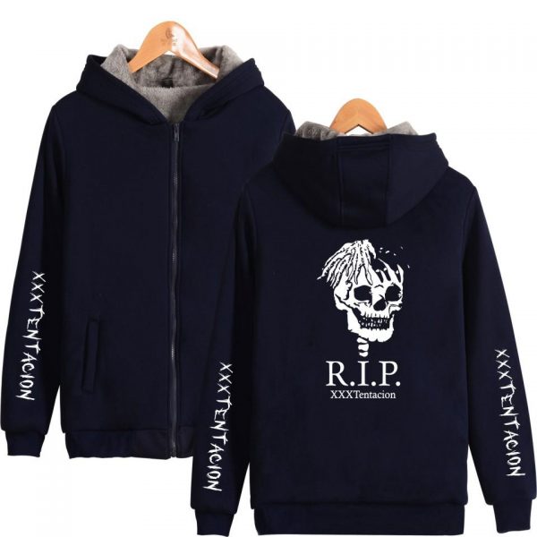XXXTentacion Jackets - Solid Color Popular Rapper XXXTentacion RIP Icon Fleece Jacket