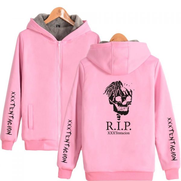 XXXTentacion Jackets - Solid Color Popular Rapper XXXTentacion RIP Icon Fleece Jacket