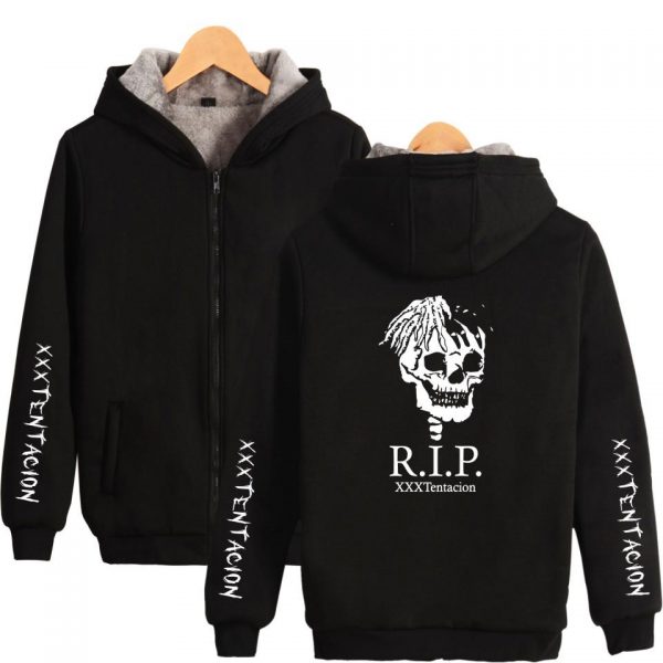 XXXTentacion Jackets - Solid Color Popular Rapper XXXTentacion RIP Icon Fleece Jacket