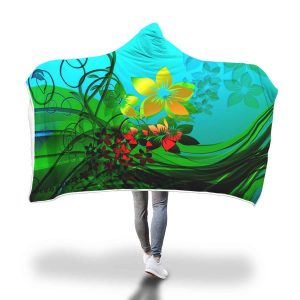 Yellow Flower Hooded Blanket - Blue Blanket