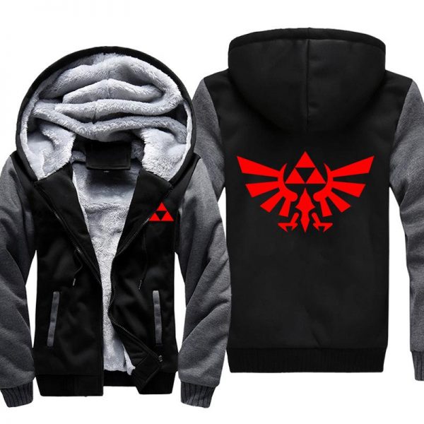 ZELDA Jackets - Solid Color ZELDA Link Red Logo Super Cool Fleece Jacket